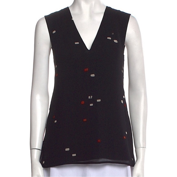 GREY by JASON WU Printed V-Neck Sleeveless Top in Black SZ 8 🆕 - Picture 1 of 8
